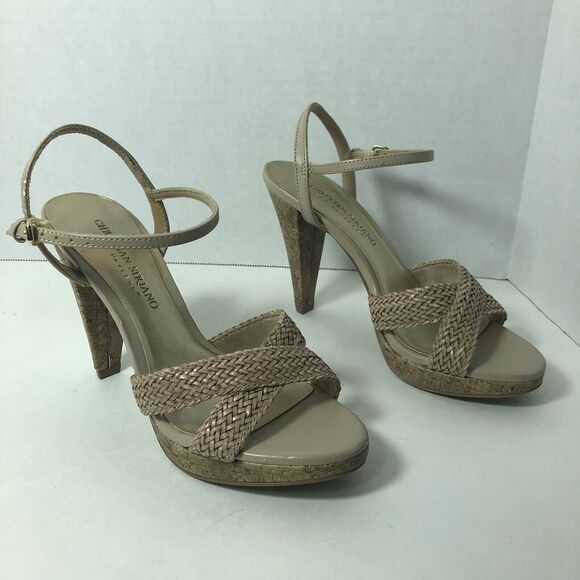 Christian Siriano for Payless Heels Womens Size‎ 6 Beige Ankle Straps Buckle A2 - Picture 1 of 12